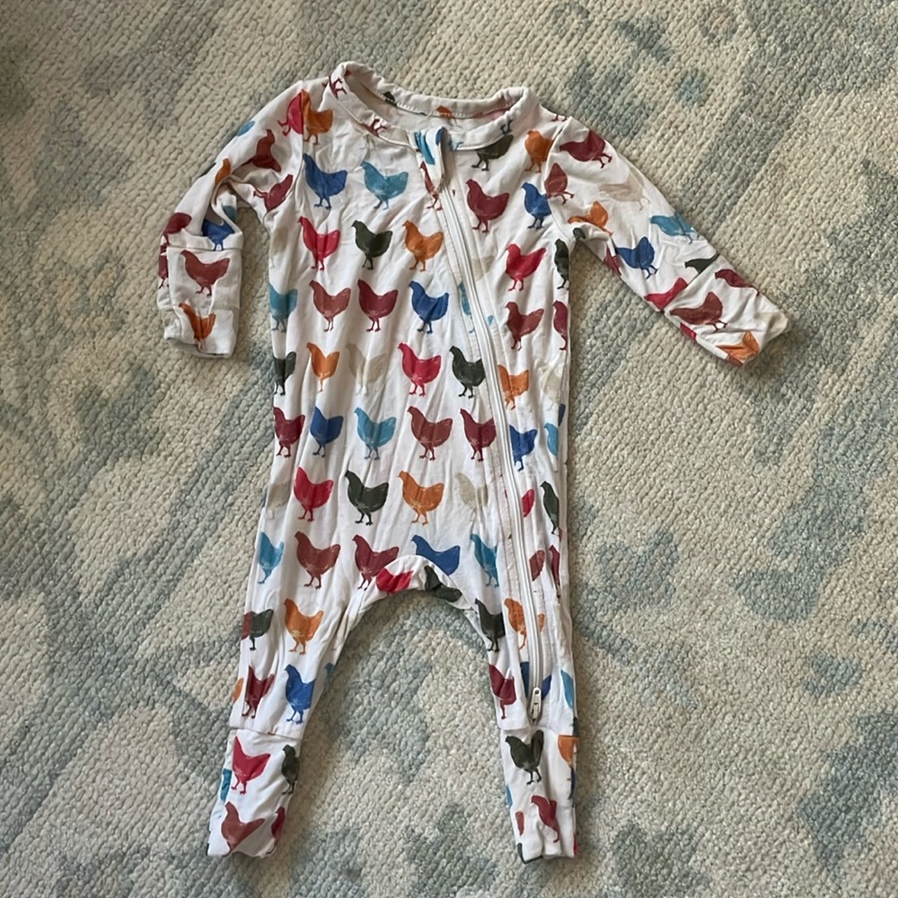 Pink Chicken zippered onesie pajamas 0-3mo